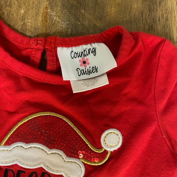 Counting Daisies red Santa I can Explain ruffle tutu long sleeve girls dress 4T - Picture 3 of 5